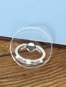 1pc Transparent Rhinestone Circular Ring Phone Holder, Adhesive Slouchy Phone Stand, Multi-Color - Multicolor - View 12