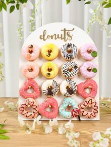 1/2Set Wooden Donut Display Stand, 26*35cm/32*40cm Donut Holder Board For 9/16 Donuts, Baby Shower Decor, Gender Reveal Party Decor, 1st Birthday Party Decor, Wedding Decor, Bridal Shower Decor, DIY Candy Bar Display, Dessert Cake Holder, Event Celebrations Decor, Party Food Placement Rack, Candy Display Rack, Kitchen Dining Room Table Decorations, Holiday Party Supplies, Anniversaries Tabletop Decor, Party Favors - White - View 9