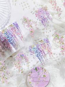 CANDY POETRY 1卷2米植物花卉图案和纸胶带，创意美学贴纸，DIY装饰剪贴簿工艺用品，节日礼物，个性化剪贴簿学习文具 - 薄荷綠 - 查看 5