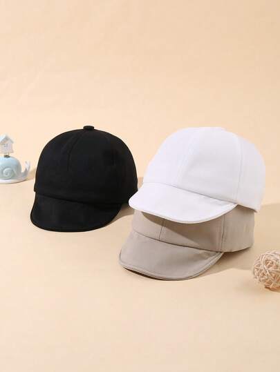 3pcs Infant Solid Color Soft Breathable Sunshade Minimalist Soft Brim Baseball Cap For Spring Summer Outdoor