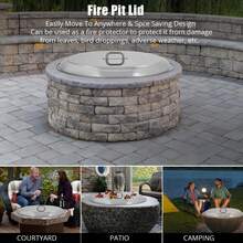Funda Protectora Premium para Fogón/Fuego , Acero Inoxidable Plateado con Asa, para Fuego Empotrado (34" x 34") - Ideal para Patio y Camping - Plateado - Ver 6