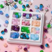 圆形树脂仿玉直孔算盘珠光环染色码头桶珠散珠扁珠DIY珠子材料配件 - 彩色 - 查看 2