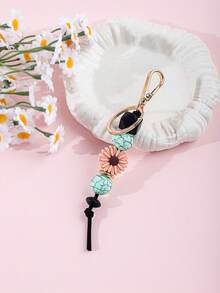 1个波西米亚风雏菊串珠钥匙扣，可爱硅胶雏菊吊坠，饰有纹理石珠和编织流苏，是送给朋友、姐妹和植物爱好者的贴心礼物。 - 多色 - 查看 15