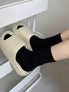 5/1雙 春夏中筒孕婦襪，經典百搭中性風，適合日常穿著，孕婦節日禮物，女款素色寬口舒適極簡孕婦襪，吸濕透氣，秋冬運動、休閒、商務場合，聖誕禮物 - 黑色 - 查看 3