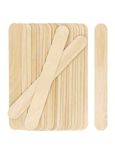 50/1pc Pack Of Wooden Craft Sticks - Perfect For Artists, Educational Diy Projects, And Family Fun; Can Be Used As Wax Sticks, Wooden Tongue Scrapers, Wooden Sticks, And Popsicle Sticks.