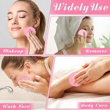 120 Pcs Facial Sponge Compressed, Face Cleansing Sponge Estheticians Compressed Makeup Facial Sponge Round Wash Face Sponges For Women Compress Exfoliating Removal Sponge - Pink - View 5