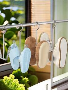 2pcs/6pcs Stainless Steel Shoe Rack, Home Shoe Organizer, Stainless Steel Shoe Rack, Shoe Display Hanging Rack, Stainless Steel Shoe Rack, Balcony Outdoor Convenient Drying Shoe Clothes Rack, U-Shaped Shoe Drying Rack - Multicolor - View 2