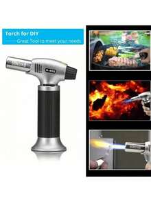 Professional Culinary Blow Torch - Refillable Butane Torch Lighter With Adjustable Flame, Heavy Duty Kitchen Cooking Blowtorch For Crème Brûlée, Baking, Desserts, BBQ, Soldering & DIY Crafts - Multicolor - View 2