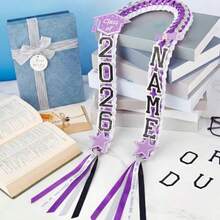 Juexica Graduation Ribbon Lei - Class Of 2026 Graduate Leis DIY Braided Necklace For Men And Women Graduation Gift Purple White 1 Set - Tím Trắng - Xem 5
