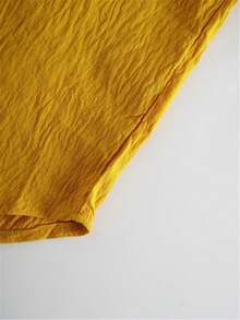 Áo sơ mi nữ tay dài màu trơn, kiểu tay cánh hoa, cổ bẻ, dáng suông, cài nút, thích hợp mặc hàng ngày. - Nghệ - Xem 8