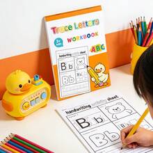 32 Pages 26 English Alphabet A-Z Tracing Workbook, Illustrations And Letter Coloring, Stroke Order Practice, Teaching Aids, Preschool Learning Notebook, Suitable For Children Learning To Write, Home And Kindergarten Learning Guide - Multicolor - View 9