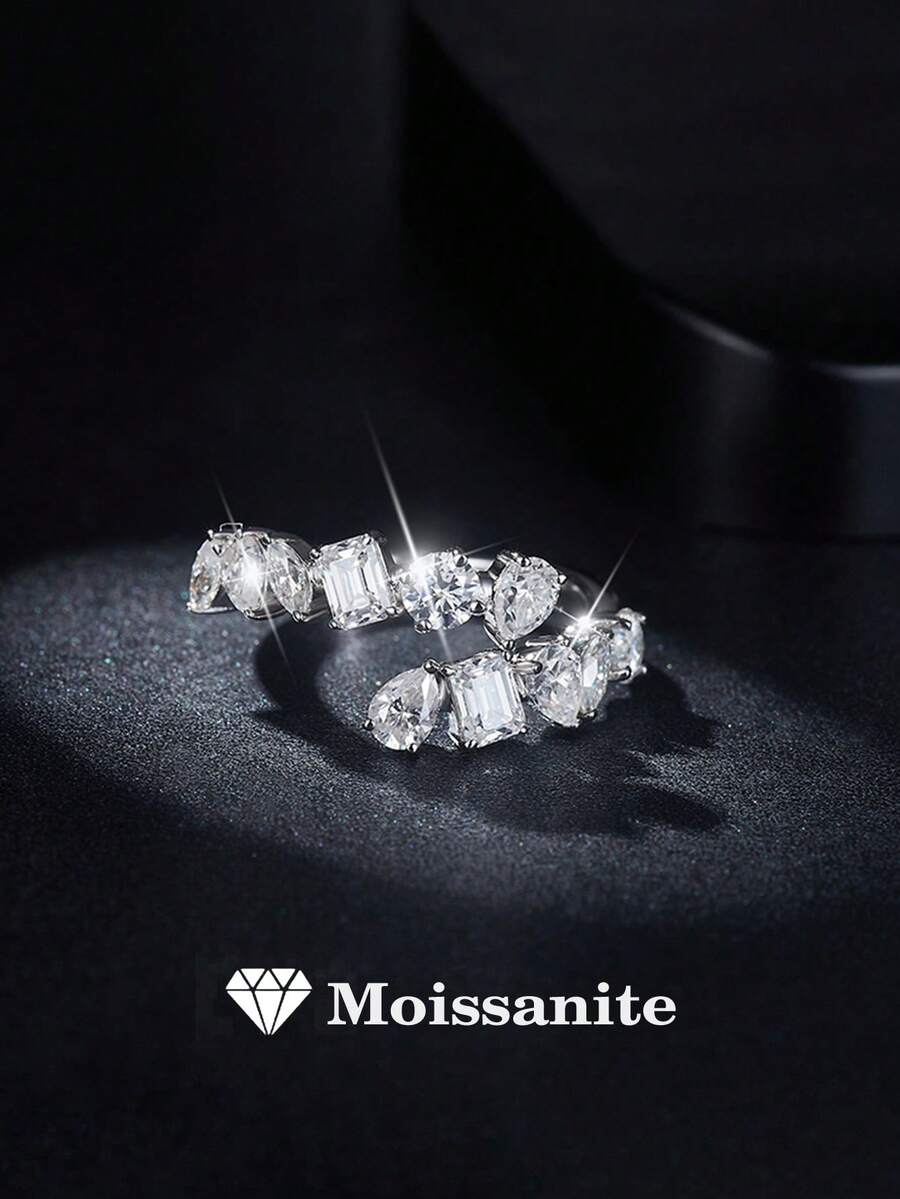 1pc Exquisite & Luxurious 925 Sterling Silver 2.7 Carat Moissanite Ring, Suitable For Women's Daily Wear, Party, Holiday, Valentine's Day, Mother's Day, Wedding Anniversary, Jewelry Gift - Silver - View 1