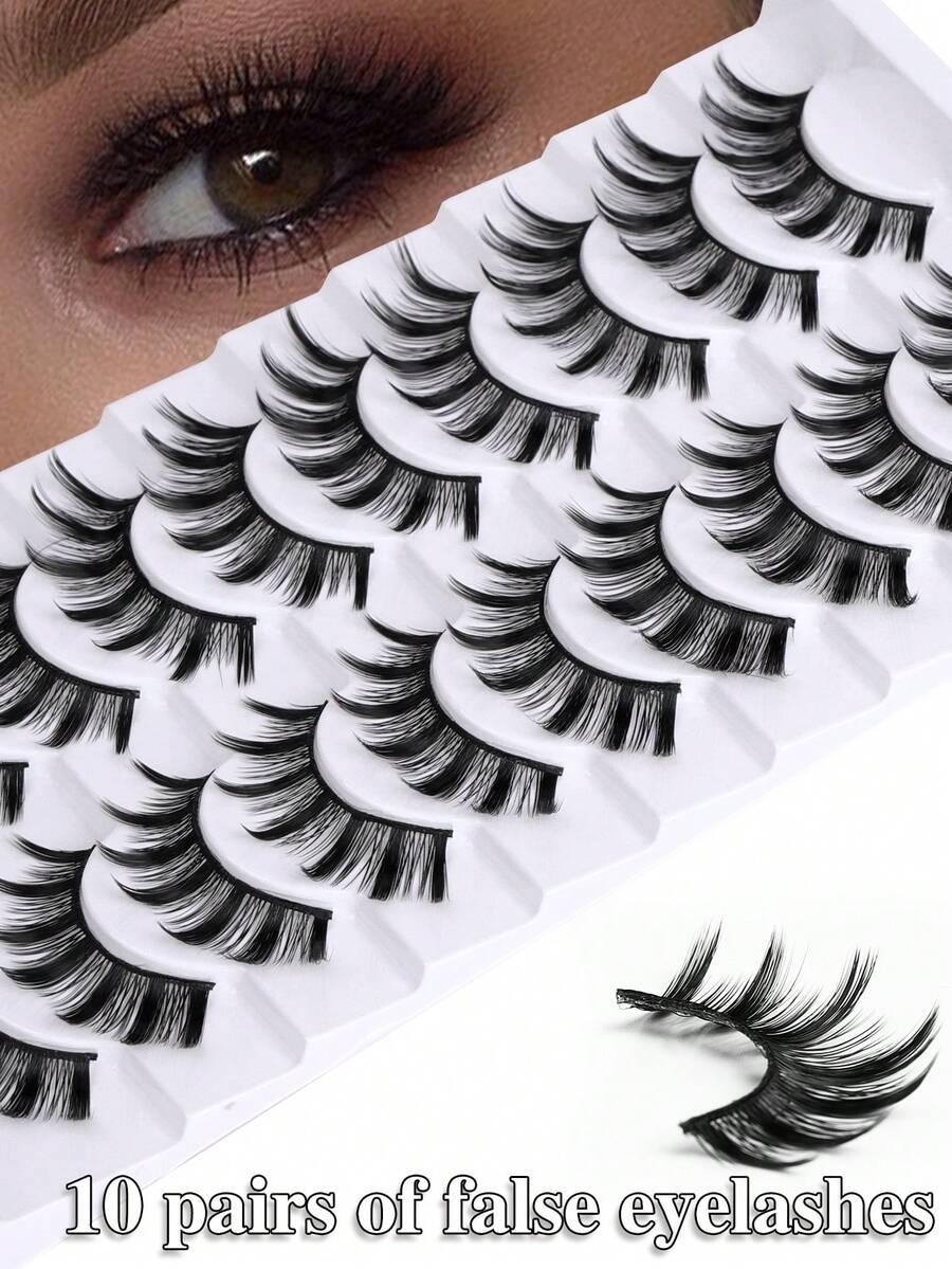 7 Pairs Unique Natural Look False Eyelashes - Stiff Cartoon Lashes, Cartoon Fairy Design, Perfect For Cosplay - Reusable Natural Appearance Fake Eyelashes - View 1
