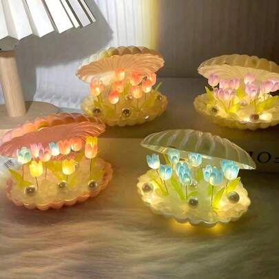 DIY Tulip Night Light - 20 Tulips - Modern Floral Design, Perfect For Valentine's Day Gifts/Desktop Decorations/Home Decor/Bedroom Decorations/Romantic Atmosphere/Birthday Gifts. A Romantic Fairy Lamp!