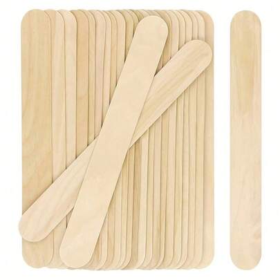 50/1pc Pack Of Wooden Craft Sticks - Perfect For Artists, Educational Diy Projects, And Family Fun; Can Be Used As Wax Sticks, Wooden Tongue Scrapers, Wooden Sticks, And Popsicle Sticks.