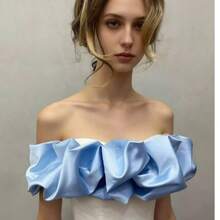 A White Bridal Wedding Dress Satin Strapless Wedding Dress Accessory Off-The-Shoulder Shawl Shrug Adjustable Back - Multicolor - View 10