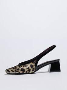 Premium Glossy Chunky Heel Slip-On Backless Outdoor Wear New Style Comfortable Elegant Women's French Runway High Heel Sandals - Black - View 4