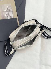 Bolso de hombro/cruzado de gran capacidad con estilo minimalista y de moda para el trabajo, adecuado para el trabajo y la escuela, con múltiples bolsillos - Beis - Ver 5