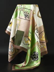 1pc New Square Scarf 35.4inch Luxury Printed Shawl Versatile Sunscreen Neck Wrap Headscarf For Women - Multicolor - View 10