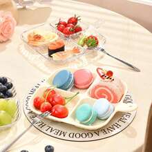 1pc PET Material Divided Plate, PET Multi-Compartment Plate, With Separate Sauce Dish, Seasoning Dish, Multi-Compartment Dipping Dish, Independent Sauce Layer, Durable, Lightweight And Easy To Clean, Essential For Home Kitchen - Multicolor - View 1