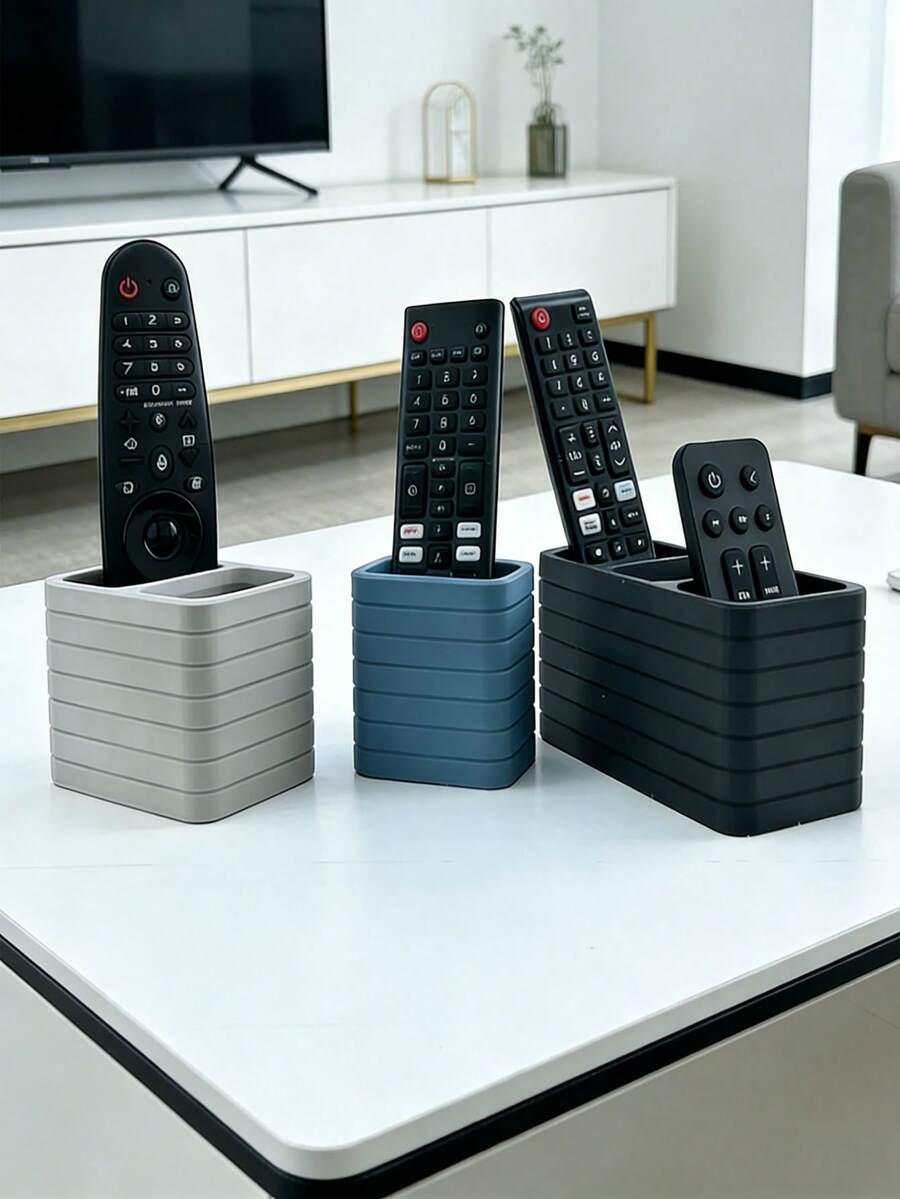 1个现代遥控器收纳架 - 适用于电视/DVD/蓝光/音响系统/游戏机 - 客厅/卧室媒体收纳架 - 带储物空间的装饰性遥控器收纳盒 - 无需电源，易于使用，耐用塑料收纳盒可容纳1/2/3个遥控器 - 查看 1