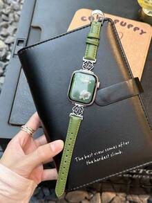 奢华玫瑰花表带，兼容 Series 1/2/3/4/5/6/7/8/9/10/SE/Ultra，适用于 38mm、40mm、41mm、42mm、44mm、45mm、49mm 表盘尺寸，优雅佩戴，多种颜色可选，节日送礼佳品 - 綠色 - 查看 9