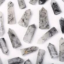 Healing Crystal Wands Quartz Points 6 Faceted Chakra Tumbled Stone Reiki Meditation Therapy,Black Rutilated Quartz - Multicolor - View 3