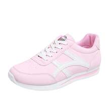 1 đôi giày đi bộ nữ thoáng khí, nhẹ và thoải mái, kiểu dáng buộc dây thời trang, đa năng, cổ thấp. - Hồng - Xem 8