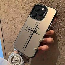 1pc Personalized Cross Pattern Shockproof Protective Phone Case, Suitable For IPhone 17/16 Pro Max/15/14 Plus/13/12/11 - Multicolor - View 5