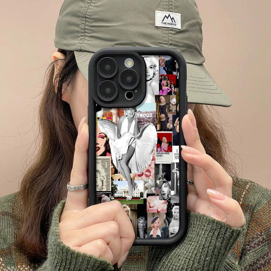 Collage de , icónico blanco y rojo.funda de teléfono Fundas compatibles con ,Apple,VIVO,OPPO,,, y Honor.Fabricadas en silicona TPU,ofrecen protección contra golpes y caídas. - Negro - Ver 1