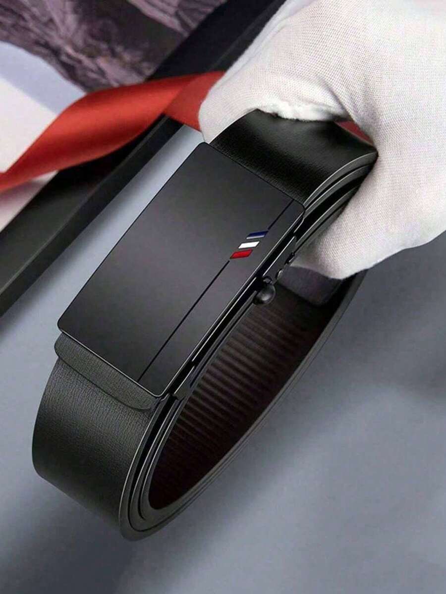 Buckle-Free Adjustable Belt, Fashion Versatile, Suitable For Young Professionals, Business Casual - Black - View 1