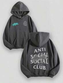 Aged Washed Cotton Crew Neck 270g Double-Sided Printing Artistic "Anti Sociel Social Club Trevis Scott Collab Graphic"Y2k,Soulja,Concert,Halloween,Gothic,Vintage,Streetwear Graphic,009-AB2026 - Xám - Xem 14