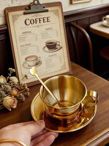 Bộ 3 tách và đĩa cà phê sang trọng tối giản phong cách châu Âu cổ điển, bộ tách cà phê và trà chiều thanh lịch kiểu Anh. - Nhiều màu - Xem 5