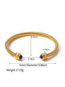 RAYQUEEN 1 pieza Brazalete abierto con rosca de acero inoxidable, adecuado para uso diario - Amarillo Oro - Ver 14