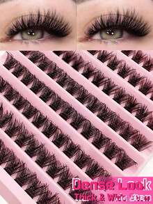120PCS Eyelash Extensions Wispy Natural DIY C Curl Individual Lashes Clusters Black 10-16mm - C - View 1