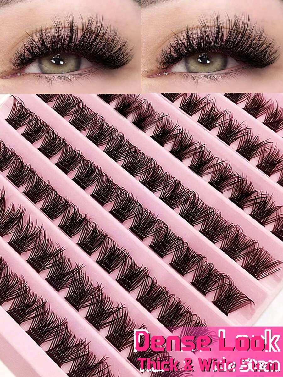120PCS Eyelash Extensions Wispy Natural DIY C Curl Individual Lashes Clusters Black 10-16mm - C - View 1