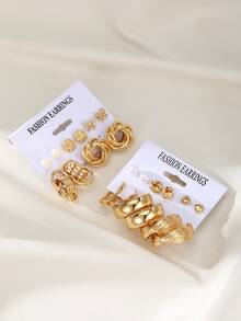 VKME 11对金属材质爱心珍珠耳环，适合女士参加派对、日常休闲佩戴 - XH92816835 - 查看 4