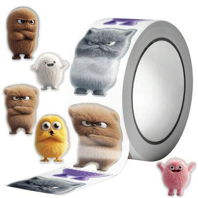 500 Sheets/Roll, Fluffy Doll Stickers, Guitar Gift Sealing Stickers, Notebook Plain Adhesive Roll Stickers