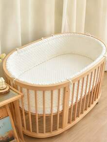 1pc Baby Crib Integrated Soft Bumper Guard, Infant Bed Rail Cushion, Newborn Cartoon Embroidery Crash Pad, Children Anti-Collision Fence - White - View 5