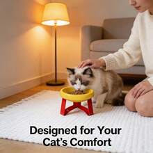 15° Tilted Anti-Vomiting Elevated Pet Feeding Bowl, High Stand Cat/Dog Bowl, Protective Neck & Spine Design, Non-Slip Wide Base, Durable Plastic Material, Suitable For Cats & Small Dogs, Wet & Dry Food, Practical Pet Gift - Multicolor - View 3