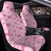 Fashionable Pink Bow & Floral Print Universal Car Seat Cover - Pink Bow and Flowers - View 3