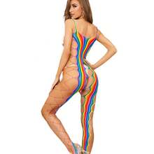 Lencería sexy, calcetines de malla, atuendos sexys para chicas, sin necesidad de quitarse las medias, tentación y restricción, mono ajustado, calcetines con tirantes, lencería sexy, atuendos para vacaciones, opciones para regalar. - arcoíris - Ver 2
