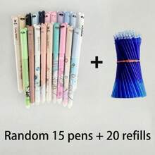 35pcs Random Animal Shaped Erasable Pens, 0.5mm Blue Erasable Ballpoint Pens, Includes 20 Refill Ink Cartridges, Fun Learning Supplies, Back To School Gift, Suitable For Students - Sets - View 6