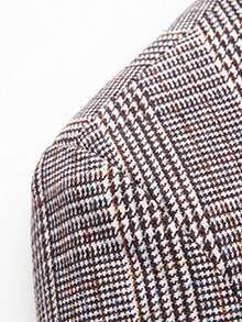 Men's Plaid Business Jacket, Single-Breasted Design With Embedded Lapel, Slim Fit, Suitable For Office Meetings, Commuting, Essential Item To Upgrade Business Casual Attire - Camel - View 6