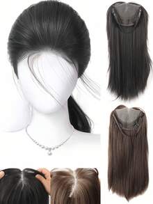 Front Lace Bangs Wig For Women, High Density Top Hairpieces To Cover White Hair And Add Volume, Invisible And No Pain Hair Extensions - Multicolor - View 3