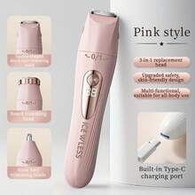 A Multifunctional Three In One Shaver For Women, USB Charging, Large Capacity Battery, Intelligent LCD Screen Display, Home Underarm Hair Removal Device, Women's Gift - Multicolor - View 13