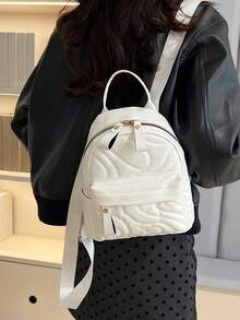 New Fashionable Casual Classic Small Women Backpack, Leather Oxford Dual-Use Handbag - White - View 4