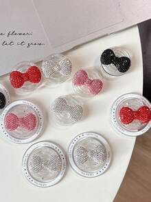 1个奢华水钻蝴蝶结手机支架，磁性3D蝴蝶结指环支架 - 多色/無磁吸 - 查看 2