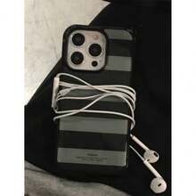 条纹奢华穿孔漩涡粉棕条纹防震手机壳，兼容 17 Pro Max 12 13 14 15 16 Pro Max 14 15 16 Plus 17 11 IND 手机壳 - 綠色條紋 - 查看 3