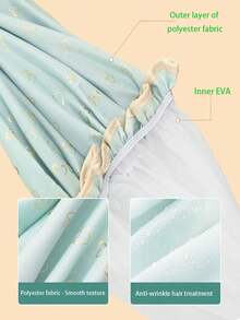 1pc Reusable Stretchy Shower Cap, Women's Double-Layer Hair Care Shower Cap, Suitable For Females, Spas, Home And Hotels, Waterproof Material, Soft Fabric, Travel Essential, Foil Print - Multicolor - View 4